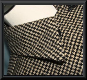 Womens HARVE BENARD Hounds Tooth Wool Coat S M Patches