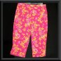 FLORAL PINK Stretch CAPRI Cropped PANTS WOMENS 14 L XL