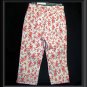 FLORAL Stretch CAPRI Cropped PANTS WOMENS 12 M L ORANGE