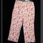 FLORAL Stretch CAPRI Cropped PANTS WOMENS 12 M L ORANGE