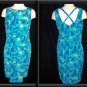 GIORGIO ANGELO Sheath Dress 12 L Teal BLUE Cross Back