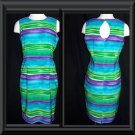 M DORBY Water Color Sheath Dress Size 10 L TEAL PURPLE