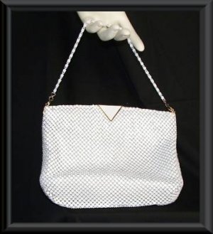 VINTAGE Warren Reed Evening BAG WHITE MESH CLUTCH PURSE