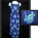 Long BRIGHT Dress Blue Purple Floral Print Size M L EUC