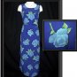 Long BRIGHT Dress Blue Purple Floral Print Size M L EUC