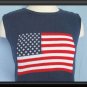 Blue CRYSTAL KOBE Cotton US FLAG Sweater TANK Top Sz L