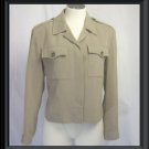WOMEN 8 M L KENAR JACKET Blazer Taupe Cropped MILITARY