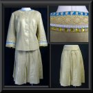 16 XL SUSAN BRISTOL GOLD METALLIC SKIRT SUIT BEADED EUC
