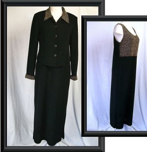 Long BLACK GOLD GLITTER Tank Dress Jacket EVENING  12 L