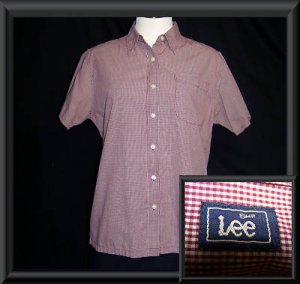 Womens Size Large LEE Jeans Red White Checked Shirt Top