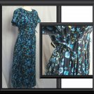 Size 8 M LIZ BAKER Blue Rayon Long Pleated FLORAL Dress