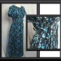 Size 8 M LIZ BAKER Blue Rayon Long Pleated FLORAL Dress