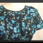 Size 8 M LIZ BAKER Blue Rayon Long Pleated FLORAL Dress
