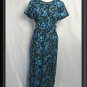 Size 8 M LIZ BAKER Blue Rayon Long Pleated FLORAL Dress
