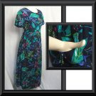 Size S M BLUE BRIGHT Rayon Long Tropical FLORAL Dress