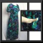 Size S M BLUE BRIGHT Rayon Long Tropical FLORAL Dress