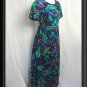 Size S M BLUE BRIGHT Rayon Long Tropical FLORAL Dress