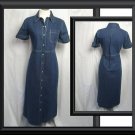 Sz 4 6 S MAXI Denim Jeans Shirt Dress Snaps Down Front
