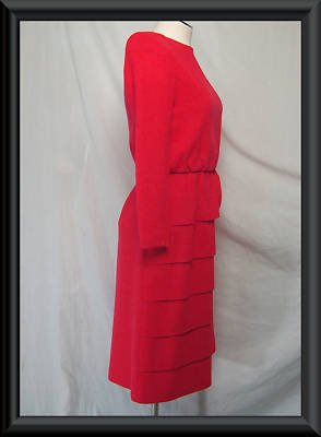 RINA DI MONTELLA Red Wool Formal COCKTAIL Dress Sz XS 4