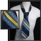 VTG Blue Yellow Striped Mens tie 57 X 4 Wide DALE ALAN