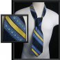 VTG Blue Yellow Striped Mens tie 57 X 4 Wide DALE ALAN