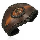 Genuine Eye Leather Cuff Bangle Bracelet