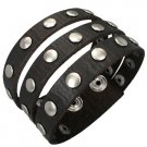 Genuine Black Studded Leather Cuff Bracelet
