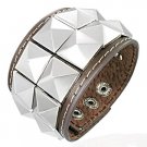 Genuine Black Leather Pyramid Stud Snap Wristband Cuff Bracelet Genuine Black Leather Pyramid Stud Snap Wristband Cuff Bracelet
