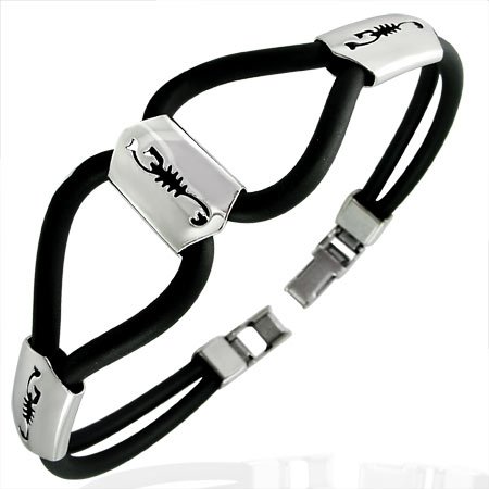 Rubber Bracelet w/ Stainless Steel Scorpion