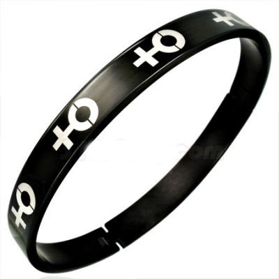 Black Stainless Steel Gender Hinged Bangle