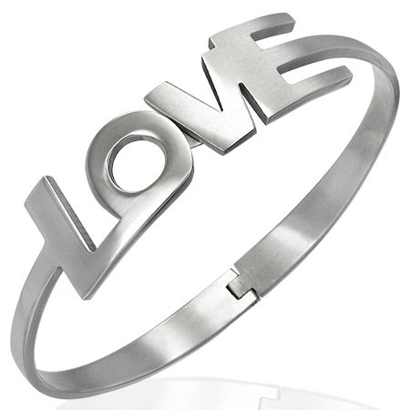 Stainless Steel Love Hinged Bangle Bracelet