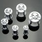 Pair White Acrylic Skull Inlay Saddle Ear Plugs 4G Gauge 5mm