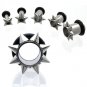 Pair 8G 3.2mm Steel Spike Ear Tunnel Flesh Plugs Gauges