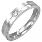 Stainless Steel Ring w/ Clear CZ - size 9 Stainless Steel Ring w/ Clear CZ - size 9