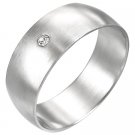 Stainless Steel Ring w/ Clear CZ - size 6