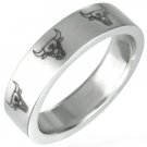 Stainless Steel Bull Head Band Ring - Size 10 Stainless Steel Bull Head Band Ring - Size 10