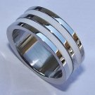 Stainless Steel Ring with white Stripes - Size 9 Stainless Steel Ring with white Stripes - Size 9