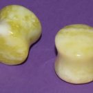 Pair 4G 5mm Yellow Stone Plugs Saddle Ear Stretching Piercing Gauge