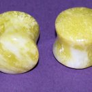 Pair 2G 6mm Yellow Stone Plugs Saddle Ear Stretching Piercing Gauge