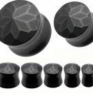 Pair 0G 8mm Hematite Stone Plugs Saddle Ear Stretching Piercing Jewelry Gauge