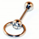 Steel Clear CZ Slave Doorknocker 14G Tongue Ring Barbell Pin Stud Gauge,5/8