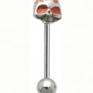 Steel Orange Skull 14G Tongue Ring Barbell Pin Stud Piercing Jewelry Gauge, 5/8 Steel Orange Skull 14G Tongue Ring Barbell Pin Stud Piercing Jewelry Gauge, 5/8
