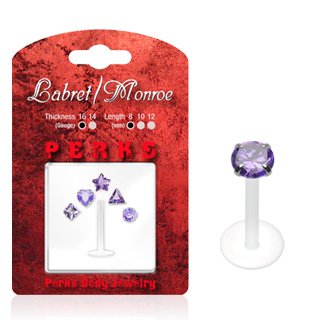 PTFE Labret / Monroe Bonus Pack w/ Purple Interchangeable Push-in Prong Set Tops 16 Gauge 5/16