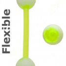 Acrylic Green Flexible Flower Tongue Ring Barbell  Pin Stud Piercing 14 Gauges  5/8