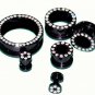 Pair 5/8  16mm Acrylic Black  Flesh Ear Tunnels Ear Plugs with Clear CZ
