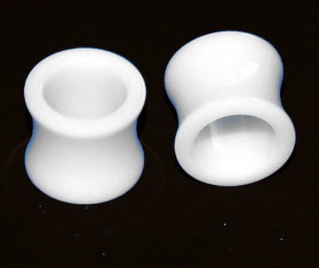 Pair 00G 10mm Acrylic White Ear Tunnel Double Flared Gauges Plugs