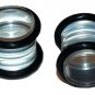 Pair 00G Acrylic Clear Saddle Ear Plugs 10mm Gauge with Groove O-Rings