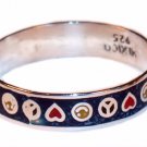 Silver Band Blue Peace and Hearts Toe Ring Silver Band Blue Peace and Hearts Toe Ring