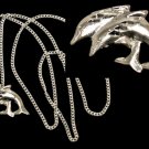 Sterling Silver RGB Necklace 18" with Silver Double Dolphins Pendant Sterling Silver RGB Necklace 18" with Silver Double Dolphins Pendant