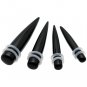 Pair 4G 5mm Onyx Black Stone Ear Taper Expanders Stretchers Gauges